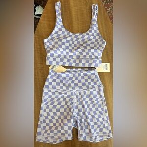 Wilo the Label wave print lilac checker work out set size XS NWT